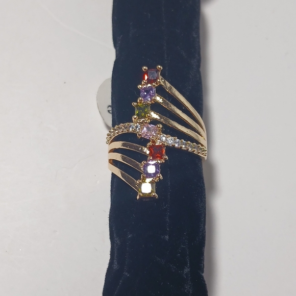 Geourgeous Multicolor Cubic Zirconia Gold Plated Polished Woman Ring - Picture 2 of 6